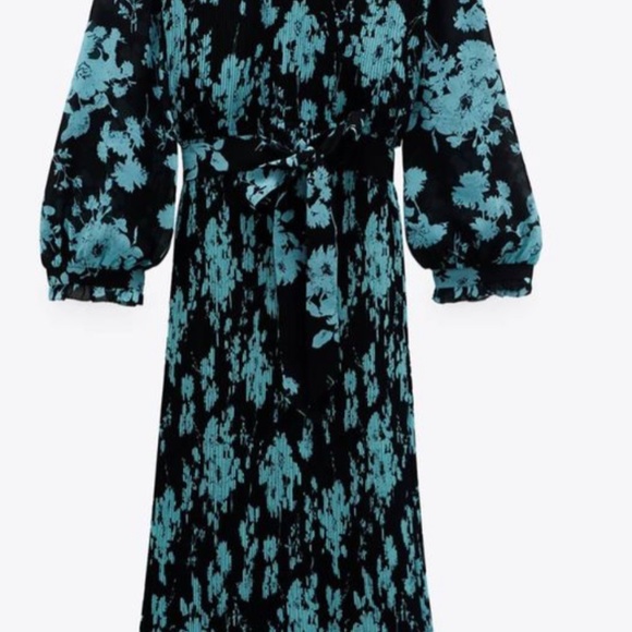 Zara Chiffon Pleated Midi Dress Sz. L - Picture 5 of 6